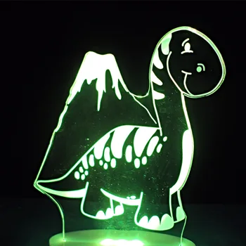 Naujiena 3D Led Dinozaurų Naktį Šviesos Vaikas, staliukas, Lempa Kūrybos Palieskite Mygtuką Animacinių filmų Apšvietimo Šviestuvas Gimtadienio Dekoras