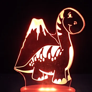 Naujiena 3D Led Dinozaurų Naktį Šviesos Vaikas, staliukas, Lempa Kūrybos Palieskite Mygtuką Animacinių filmų Apšvietimo Šviestuvas Gimtadienio Dekoras