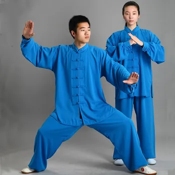 Naujo Dizaino 14 Spalva Ilgas Rankovėmis Wushu TaiChi KungFu Vienodos Uniformos Kostiumas Tai Chi Mankštos Apranga