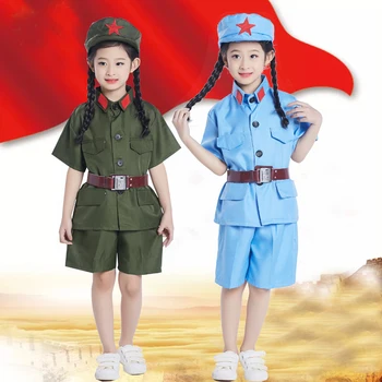 Naujo Dizaino Vaikų Karinę Uniformą Raudonosios Armijos Drabužių Aštuonių Maršruto Armijos Kinijos Drabužių Cosplay Šokio Kostiumai