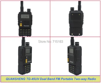 Naujo QUANSHENG TG-45UV Walkie Talkie UHF400-480MHz & VHF136-174MHz Dual Band 6W 128CH Nešiojamų Du būdu Radijo
