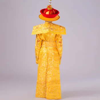 Naujo Stiliaus Kinijos Berniukai Imperatorius Dragon Skraiste Suknelė, Kostiumas Apranga Hanfu Senovės Čing Dinastijos Imperatorius Princas Kostiumai Vaikams