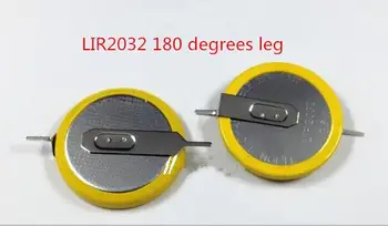 NAUJOS baterijos LIR2032 Įkraunama ličio 3V baterija Mygtuką Li-ion baterija SMD 180 laipsnių kojos kojos kojos DIP2 20pcs/daug
