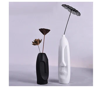 Naujos klasikinės ir postmodernistinės gėlių vazos namų dekoro keraminės vazos abstrakčiai veido dekoro gėlių vazonai, vazonai