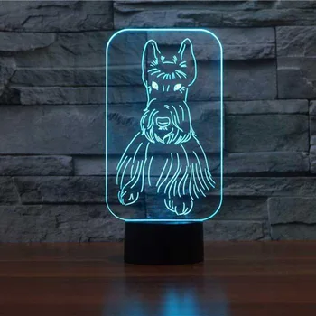 Naujovė Škotų Terjerų Formą, Stalo Lempa 3D LED Spalvinga Vaizdo Šuo Šviesos Rungtynių Miego naktinė lempa Kūrybos Lovos Dekoro Dovanos