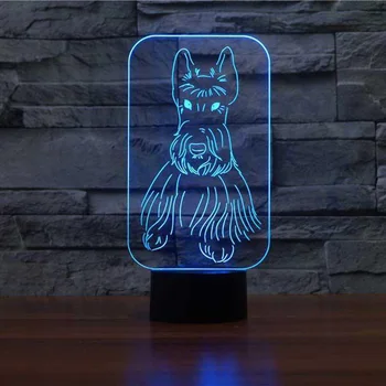 Naujovė Škotų Terjerų Formą, Stalo Lempa 3D LED Spalvinga Vaizdo Šuo Šviesos Rungtynių Miego naktinė lempa Kūrybos Lovos Dekoro Dovanos