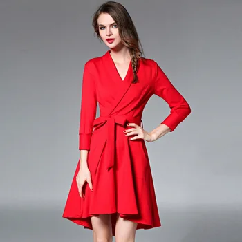 Naujų, Atvykstančių 2017 Plonas Plonas Nėrinių Raudona Moterų Suknelė Plius Dydis Moterų Drabužiai, Suknelės, Šaliai, Lady Kietas Suknelė
