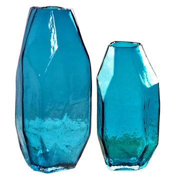 Naujų Kūrybinių Rankų Darbo Stiklo Vaza Gėlių Meno Mėlyna Gėlių Išdėstymas Amatų Apdailos Darbalaukio Diamond Skaidrus Butelis