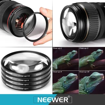 Neewer 52MM Pilnas Objektyvo Filtras Priedų Rinkinys, skirtas 52MM, Filtro Dydis Lęšiai:UV CPL FLD Filtras Nustatytas+Macro Close Up Set (+1+2+4+10)