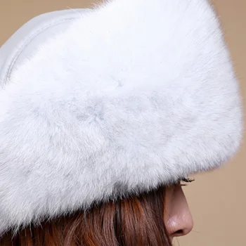 Nekilnojamojo Fox Fur Moterų Skrybėlės Kietas Prabanga Žiemos Originali Megzti Princesės Skrybėlę PU Odos Viršų Šiltas Gražus Panele Beanies galvos Apdangalai