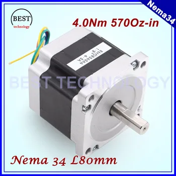NEMA 34 CNC stepper motor 86X80mm 4N.m, 4A D14mm Nema34 žingsninis variklis 570Oz-in CNC graviravimo mašina ir 3D spausdintuvu!