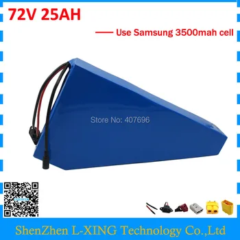 Nemokamai muitinės, mokesčių 72V 25AH ličio baterija 72V 25AH trikampis baterija su nemokama maišelį naudoti Samsung 3500mah ląstelių 50A BMS 2A Įkroviklis