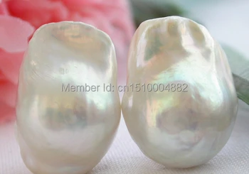 Nemokamas Pristatymas 00127 Neįprastas 20mm Gamta baltieji keshi atgimsta perlo auskaru