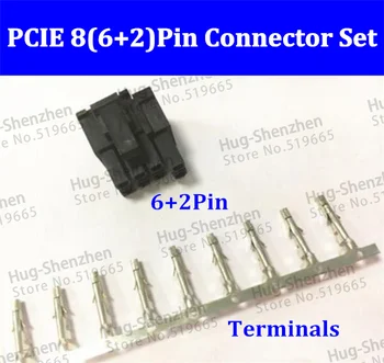 Nemokamas pristatymas 1000sets 6+2Pin Moterų PCI-Express PCIe Jungtis su 8000PCS Terminalo smeigtukai Plug - Juoda