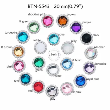Nemokamas pristatymas 20mm akrilo kristalų kalnų krištolas mygtukus flatback embellishment galite maišyti spalvas 100VNT/daug(BTN-5543)