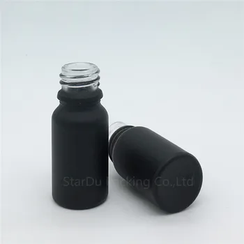 Nemokamas pristatymas 240pcs 10ml juodo matinio stiklo eterinio aliejaus butelis su blizgiu juodu žiedo užkratas 10cc stiklo kvepalų buteliuko