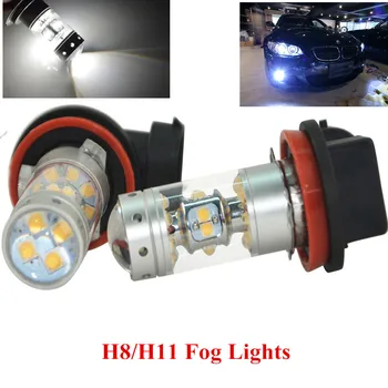 Nemokamas Pristatymas 2vnt/daug H11 140W 1000LMS LED Klaidų baltas LED projektorius Rūko Lemputės Dieniniai BMW E90 2005-2012 m.