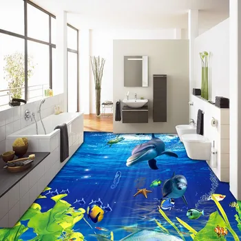 Nemokamas Pristatymas 3D Jūros Pasaulyje Delfinų grindų Fono paveikslėlį kambarį namuose virtuvės grindys, tapetai, freskos