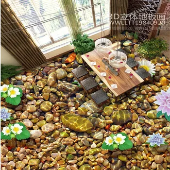 Nemokamas Pristatymas 3D Plūduriuojantis gėlių vandens akmeninių grindų, dažymo vonios kambarys, koridorius, neslidžia lipnia grindys, tapetai, freskos