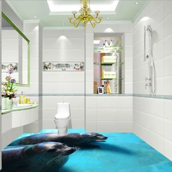 Nemokamas Pristatymas 3D Vonios kambarį akvariumas grindys, tapetai, Antspaudas lipnios vandeniui grindų sieniniai