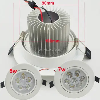 Nemokamas pristatymas 3W 5W 7W led lubų šviesos prožektoriai, žibintai (aliuminio keptos baltos spalvos dažais) AC85V ~ 265V 110V, 220V