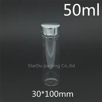 Nemokamas pristatymas 480pcs 30*100mm 50ml varžtas kaklo stiklo buteliuke su Aliuminio dangtelis su actu arba alkoholio,carft/sandėliavimo saldainiai, butelis