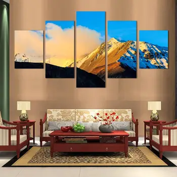 Nemokamas pristatymas 5 gabalas sienų tapybos HD Didelių Kalnų viršūnės, apdailos Kraštovaizdžio Nr. Įrėminti atspausdinta ant drobės