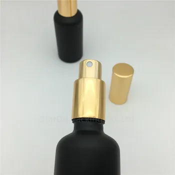 Nemokamas Pristatymas 500pcs 50ml juodo Matinio stiklo butelis su aukso aliuminio purkštuvas, eterinio Aliejaus Purškimo kvepalų buteliukai