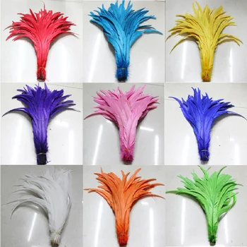 Nemokamas Pristatymas 500pcs/daug coque plunksnų mišinys spalva Dažyti vištos plunksnų 35-40cm 14-16 cm gaidžio uodegos plunksna