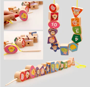 Nemokamas pristatymas atpažinti kūdikio laiką skaitmeninis švietimo žaislai, vaikų ugdymo produktas medinių karoliukų eilutę dėlionės