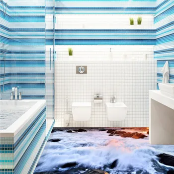 Nemokamas Pristatymas Bangų banglenčių 3D grindys lipdukas tapetai, miegamasis, vonios kambarys, virtuvė, neslidžia grindų murla
