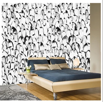 Nemokamas pristatymas custom didelės freskos kambarį sofa-lova, miegamajame tapetai, fone, sienos Minios Pingvinai