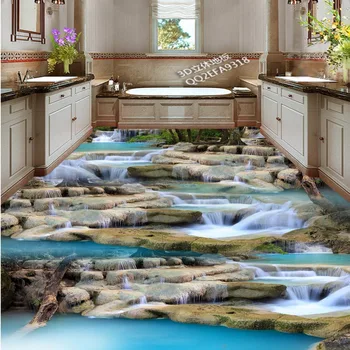 Nemokamas Pristatymas custom Kalnų upelis Peizažai 3D tapetai, grindų lipnios neslidus dėvėti grindys, tapetai, freskos