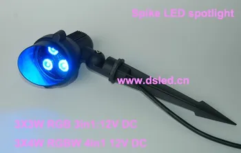 Nemokamas pristatymas DHL!! IP65 9W RGB LED sodo žibintas,RGB LED smaigalys dėmesio,RGB 3in1,12V DC,DS-07-6-9W-RGB,2-jų Metų garantija