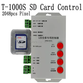 Nemokamas pristatymas DMX512 originalus T1000S SD kortelę WS2801 WS2811 LPD6803 led pikselių valdytojas visą spalvų 2013 DC5V-24V