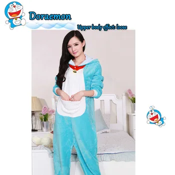 Nemokamas Pristatymas Flanelė Vilnos Doraemon Cosplay Kostiumų Gyvūnų Kostiumai Onesie Pižamos Pižama Sleepwear Šalis Suknelė Vienas Gabalas Dovana