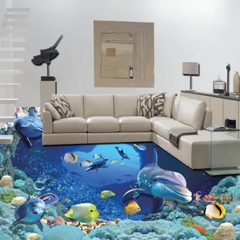 Nemokamas Pristatymas Jūros Pasaulyje Vonios kambario, Vonios, Miegamojo 3D Stereo Grindys neslidžios anti-slydimo drėgmės tapetai, freskos