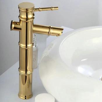 Nemokamas pristatymas karšto ir šalto vandens baseinas, kriauklė, maišytuvas, denio montuojamas vonios maišytuvas aukso žalvario GZ-8025K