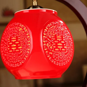 Nemokamas pristatymas kinijos raudonojo stalo lempa tuščiaviduriai iš keramikos stalo lempos, vestuvių dovana