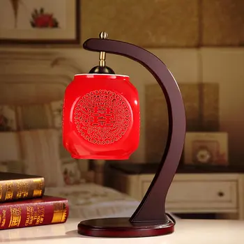 Nemokamas pristatymas kinijos raudonojo stalo lempa tuščiaviduriai iš keramikos stalo lempos, vestuvių dovana