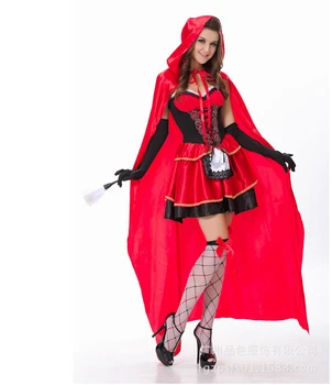 Nemokamas pristatymas Mažai Raudona Jojimo Hood cosplay mados karnavalas seksualus šalies kostiumas helovinas dress+apsiaustu mergina, moteris nustatyti vienodą