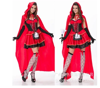 Nemokamas pristatymas Mažai Raudona Jojimo Hood cosplay mados karnavalas seksualus šalies kostiumas helovinas dress+apsiaustu mergina, moteris nustatyti vienodą