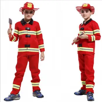 Nemokamas pristatymas Mažmeninės karnavalas kostiumas vaikų gaisrininkų Kostiumai gaisrininkai Cosplay kostiumai, vaikų žaidimo uniformos