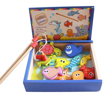 Nemokamas Pristatymas Mediniai Magnetiniai Pakuotėje Žvejybos Žaislai, Vaikų Magnetinio Žvejybos Žaislai, Kūdikių Įspūdį Žvejybos Tėvystės Žaidimas