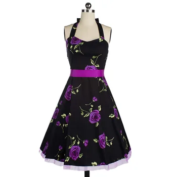 Nemokamas pristatymas Moterų Derliaus apynasrio Rose spausdinti Gėlių 1950 diržo pinup swing suknelė S-2xl