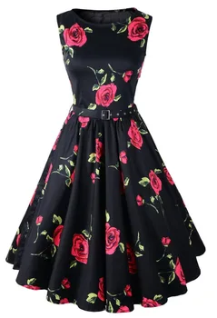 Nemokamas pristatymas Moterų Derliaus Audrey Rose spausdinti Gėlių 1950 Retro suknelė S-2xl