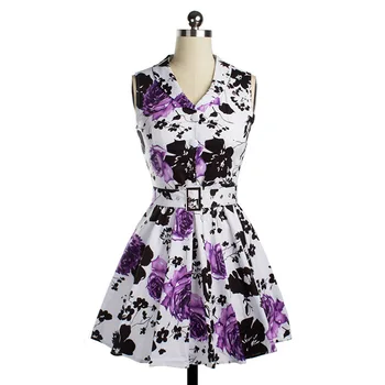 Nemokamas pristatymas Moterų Vintage marškinėliai suknelė Rose spausdinti Gėlių 1950 Retro swing suknelė S-2xl