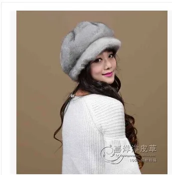 Nemokamas pristatymas Ms importuojamų audinių kailiniai skrybėlės Moterų big šešių diskų audinės kailiniai skrybėlės, Oda visa kailio kepurė žiemą
