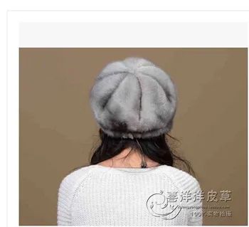 Nemokamas pristatymas Ms importuojamų audinių kailiniai skrybėlės Moterų big šešių diskų audinės kailiniai skrybėlės, Oda visa kailio kepurė žiemą