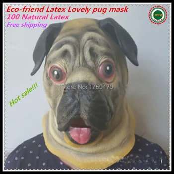 Nemokamas pristatymas Naujausias Karšto parduodant aukštos kokybės Gyvūnų kostiumas pug šuo Kaukė Šalies cosplay kaukė